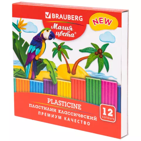 Пластилин 12 цв. 240г BRAUBERG "МАГИЯ ЦВЕТА NEW" Высшее качество, стек, 106426 (16)