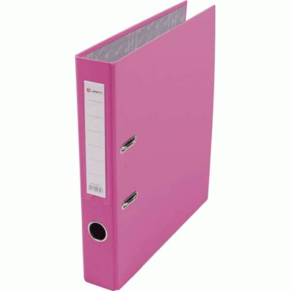 Папка-регистратор 50мм "LAMARK 601" Розовая метал.окантовка/карман (42)