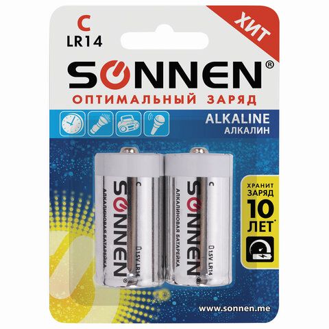 Батарейка SONNEN LR14, 2шт. 451090