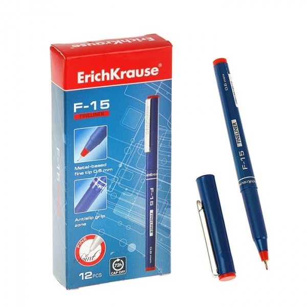 Ручка капиллярная ErichKrause красная F-15 37067 (12)