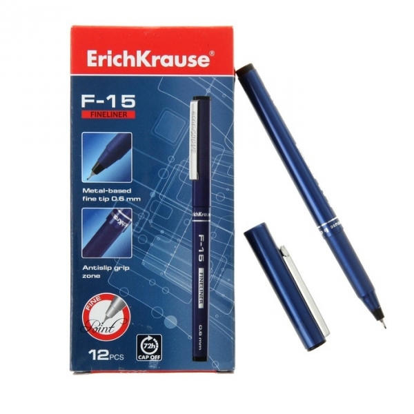 Ручка капиллярная ErichKrause черная F-15 37066 (12)