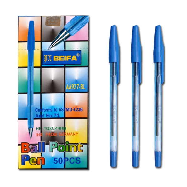 Ручка шарик. "BEIFA" 927 с мет/нак (синяя) (50)