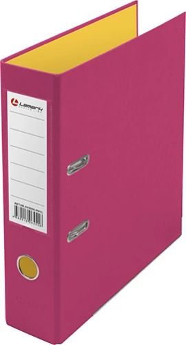 Папка-регистратор 75мм "LAMARK 900" Розовый/желтый двухсторон.покрытие, метал.окантовка/карман (30)