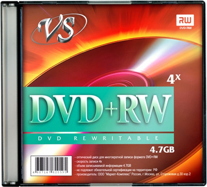 Диски DVD-RW 4,7GGb 4x "VS" Slim