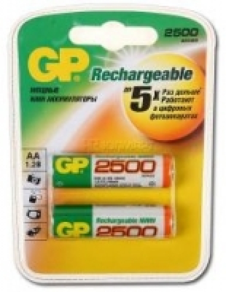 Батарейки R6 GP 2500mAh 2шт.(аккумулят.)
