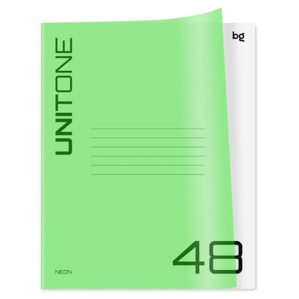 Тетрадь 48л А5 BG "UniTone. Neon", пластиковая обложка неон салатовый, клетка Т5ск48_пл 12471 (4/56)