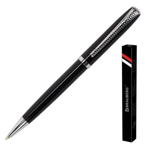 Ручка подарочная шариковая BRAUBERG "Cayman Black", корпус черный, линия письма 0,7 мм, 141410