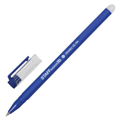 Ручка гелевая  пиши-стирай STAFF синяя 0,5мм 143656 (12)
