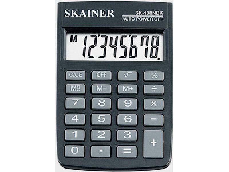 Калькулятор карманный SKAINER SK-108NBK (58x88x10мм), 8 разрядов