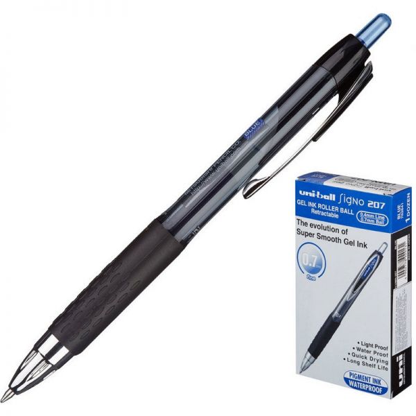 Ручка гелевая автомат."UNI" (Япония) Stigno Синяя 0,4мм UMN-207