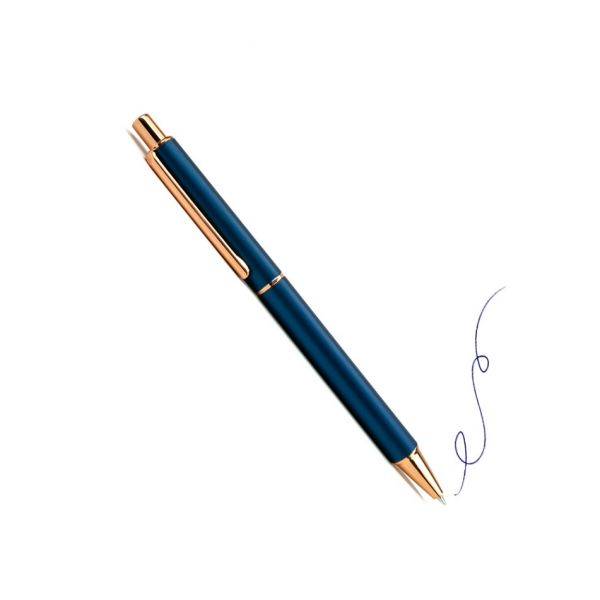Ручка шариковая автомат.синий+золото А6012-2