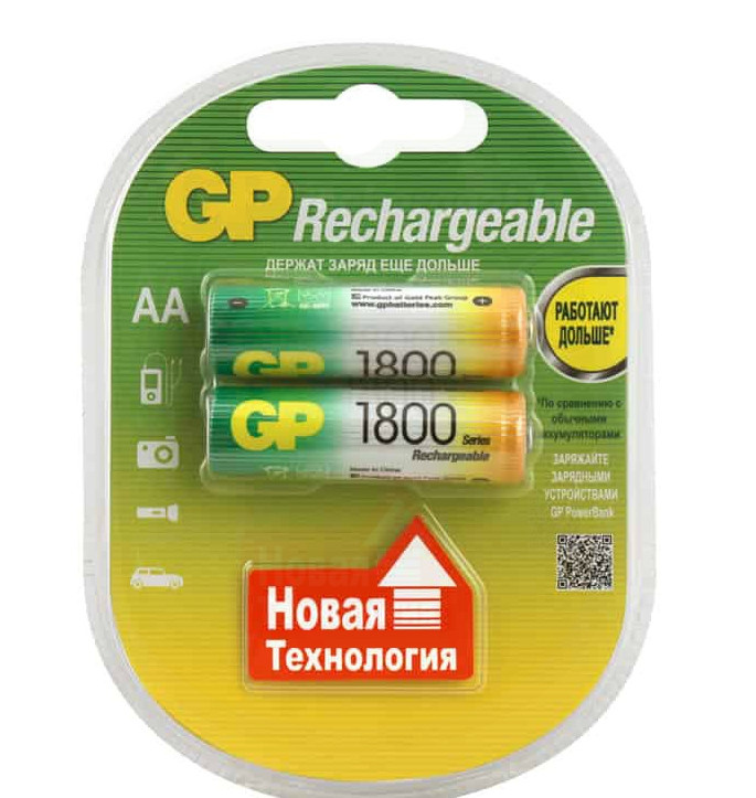 Батарейки R6 GP 1800mAh 2шт.(аккумулят.)