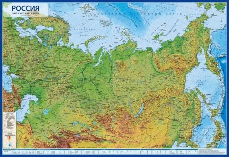 Карта России физическая ИНТЕРАКТИВНАЯ 101*70 ламинация КН052