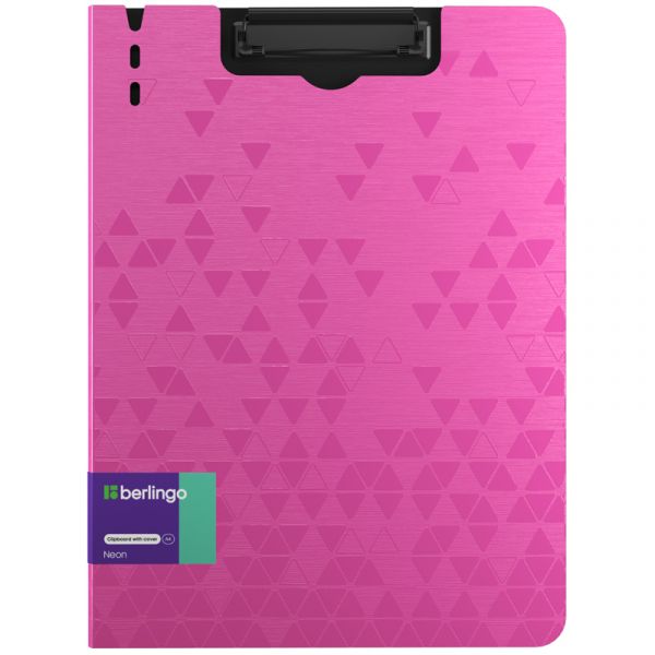 Папка-планшет с зажимом Berlingo "Neon" А4, пластик, 1800мкм, розовый неон PPf_93303