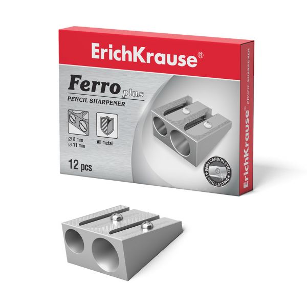 Точилка металлическая ErichKrause "Ferro"двойная 7075 (12)