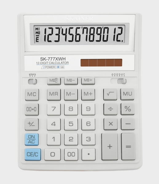 Калькулятор настольный SKAINER SK-777XWH, (155x204мм) 12 разрядов, белый