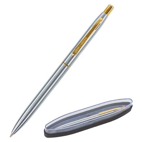 Ручка подарочная шариковая BRAUBERG Brioso, СИНЯЯ, корпус серебристый 143463