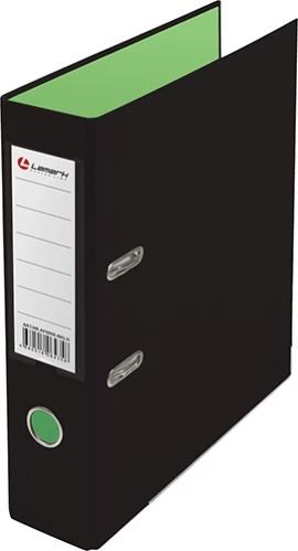 Папка-регистратор 75мм "LAMARK 900" Черный/зеленый двухсторон.покрытие, метал.окантовка/карман (30)