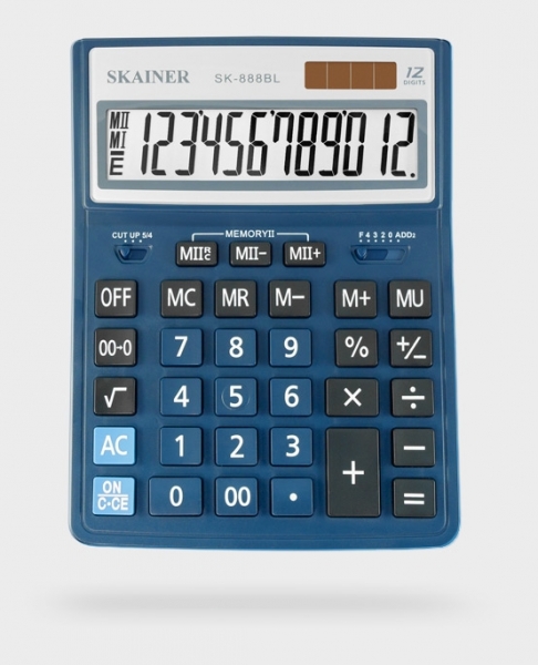 Калькулятор настольный SKAINER SK-888XBL, (155x204мм) 12 разрядов, синий