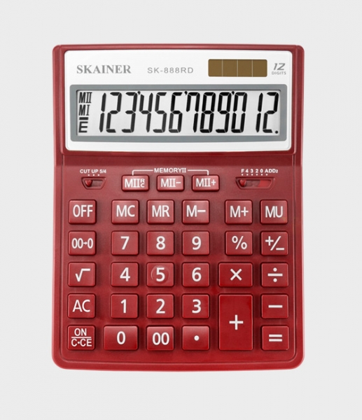 Калькулятор настольный SKAINER SK-888XRD, (155x204мм) 12 разрядов, красный