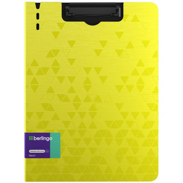 Папка-планшет с зажимом Berlingo "Neon" А4, пластик, 1800мкм, желтый неон PPf_93301