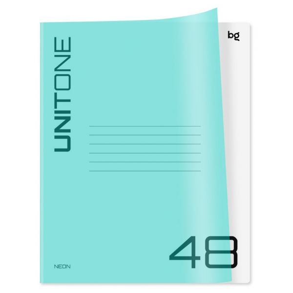 Тетрадь 48л А5 BG "UniTone. Neon", пластиковая обложка неон голубой, клетка Т5ск48_пл 12472 (4/56)