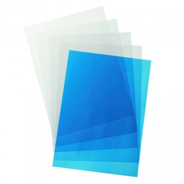 Обложки пласт.прозрачные А4 100шт.синие 200мкм