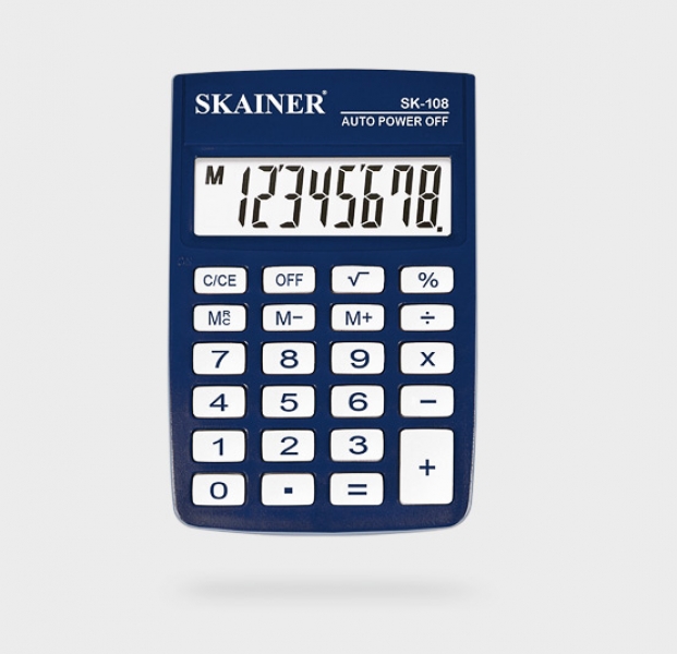 Калькулятор карманный SKAINER SK-108XBL (58x88x10мм), 8 разрядов