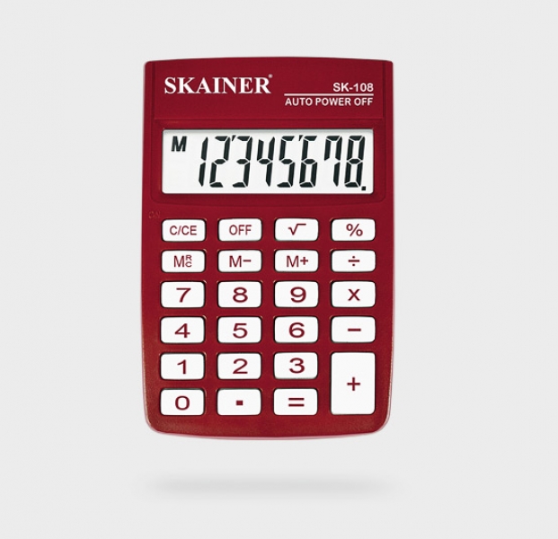 Калькулятор карманный SKAINER SK-108NRD (58x88x10мм), 8 разрядов