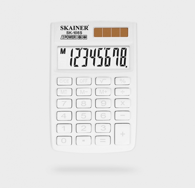 Калькулятор карманный SKAINER SK-108XWH (58x88x10мм), 8 разрядов