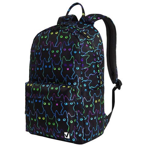 Рюкзак BRAUBERG DREAM универсальный с карманом для ноутбука, эргономичный, "Neon cats", 42х26х14 см,