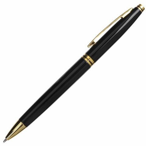 Ручка подарочная шариковая BRAUBERG "De Luxe Black", корпус черный, линия письма 0,7 мм, 141411