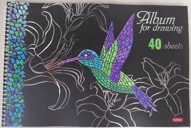 Альбом д/рисов 40л "Хатбер" -Мозаика- на спирали, 4 диз. 40А4лофлВсп (5/35)