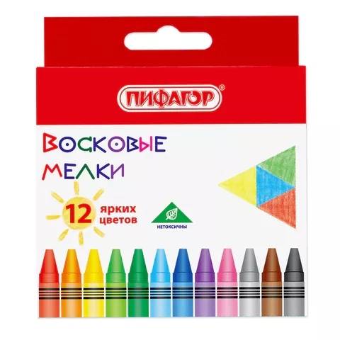 Мелки восковые 12цв. ПИФАГОР "СОЛНЫШКО" 227279 (72)