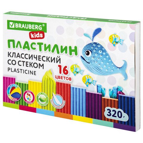 Пластилин 16 цв. 320г "BRAUBERG KIDS" 106508 (10)