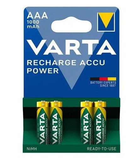 Батарейки R03 Varta 1000mAh 4шт.(аккумулят.)