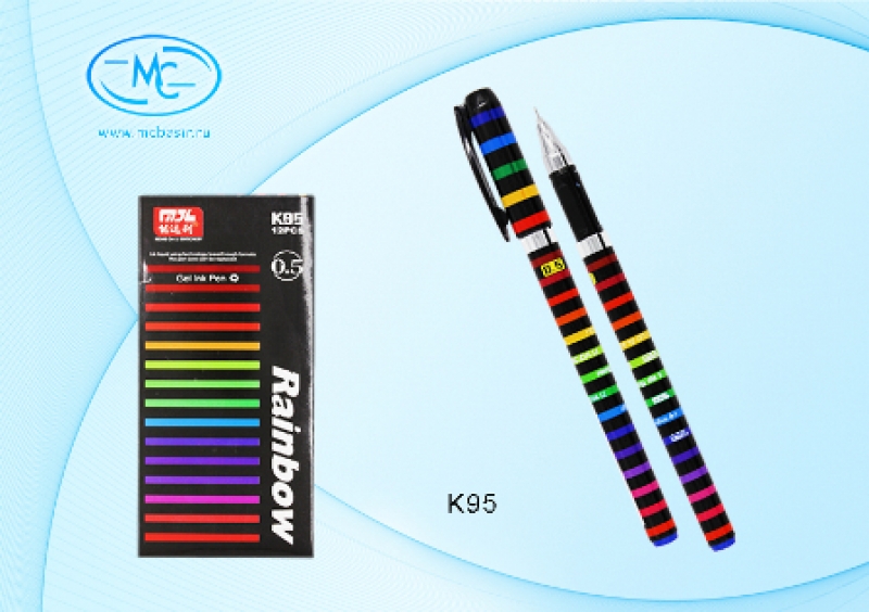 Ручка гелевая "Rainbow" 0,5мм синяя c рисунком К95 (12)