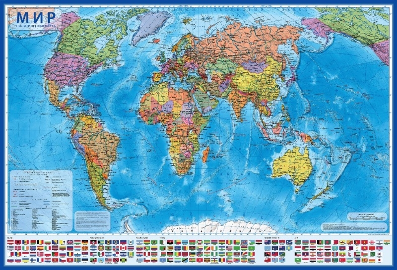 Карта Мира политическая 157*107 (с ламинацией) КН063