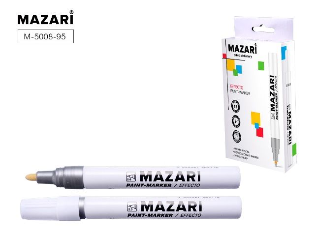 Маркер - краска MAZARI 2мм серебряный М-5008 (12)