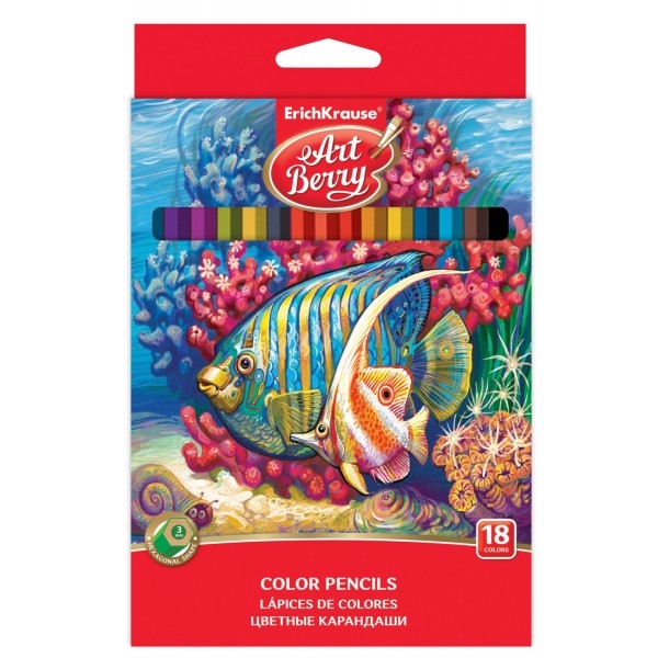 Карандаши 18 цв. ErichKrause "ArtBerry" шестигранные, дерево, 32879 (8)