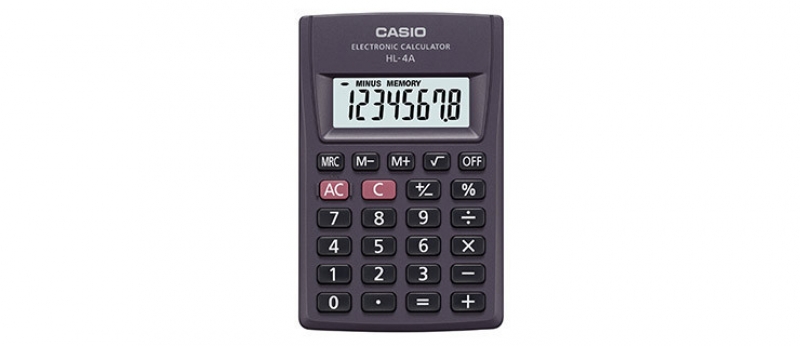 Калькулятор карманный CASIO HL-4A-S,8 разрядов, питание от батареи, черный, HL-4A-S-EP