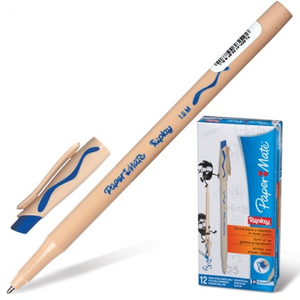 Ручка  пиши-стирай шариковая Paper Mate синяя 1мм 0190824 (12)