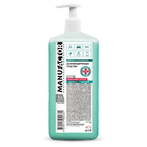 Антисептик-гель для рук спиртосодержащий (70%) с дозатором 1 л MANUFACTOR, дезинфицирующий, N30860