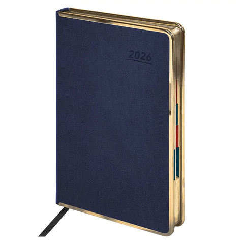 Ежедневник 2026г. А5 "GALANT" Infinity Gold, под кожу, темно-синий, 117503