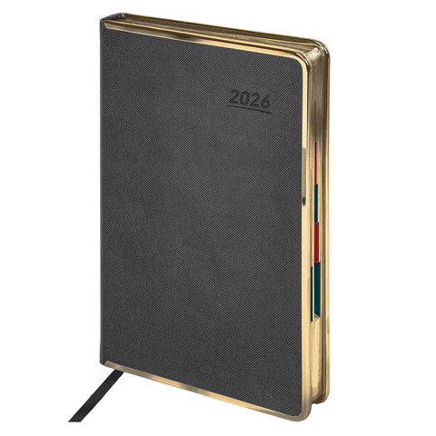 Ежедневник 2026г. А5 "GALANT" Infinity Gold, под кожу, серый, 117502