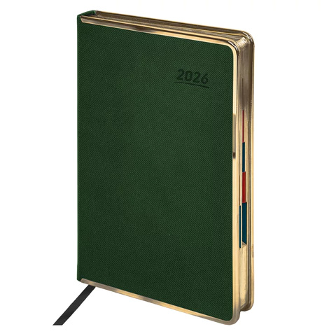 Ежедневник 2026г. А5 "GALANT" Infinity Gold, под кожу, темно-зеленый, 117504