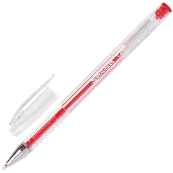 Ручка гелевая "BRAUBERG" 0,5мм красная 141020 (12)