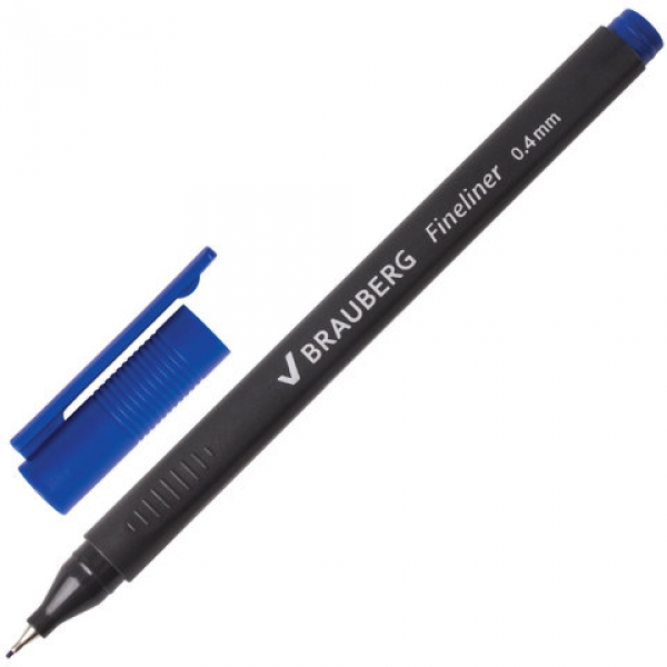 Ручка капиллярная "BRAUBERG" Carbon синяя 141522 (12)