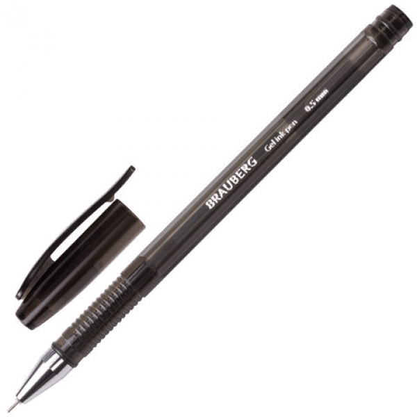 Ручка гелевая "BRAUBERG" 0,5мм черная 141517 (12)