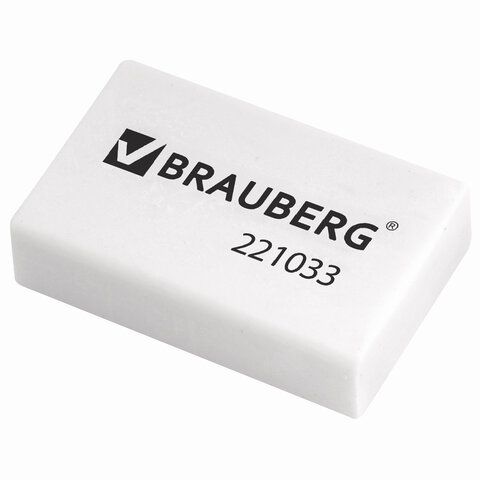 Ластик "BRAUBERG" 26х17х7 мм, белый, 221033 (80)